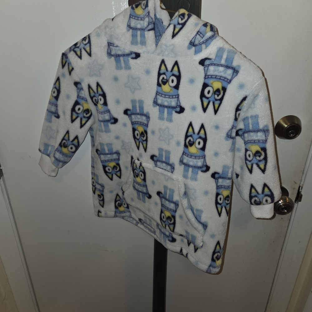 Cozy White and Blue Kids Cartoon Hoodie